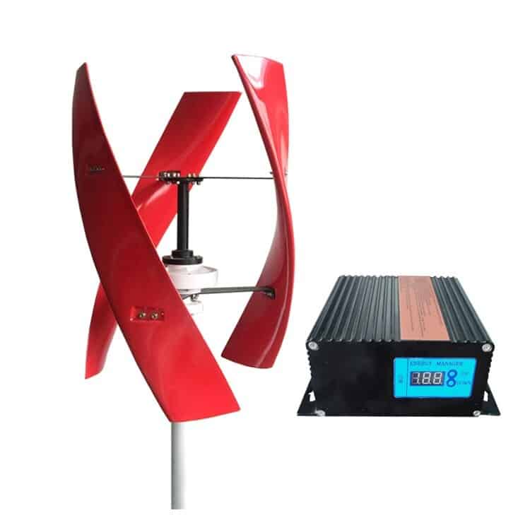 Eolienne verticale à voilure tournante avec batterie pour jardin