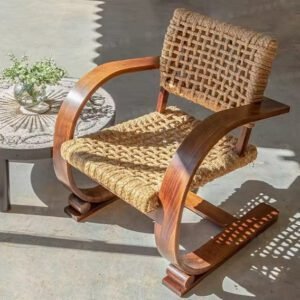 Fauteuil en rotin courbe vintage | CURV
