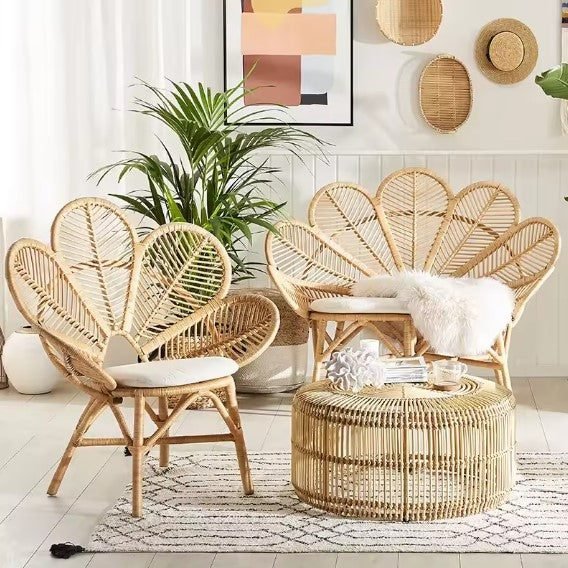 Fauteuil en rotin fleur de soleil