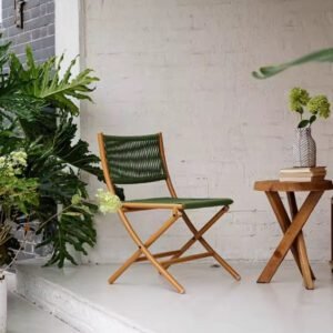 Fauteuil en rotin pliant vert | VERI
