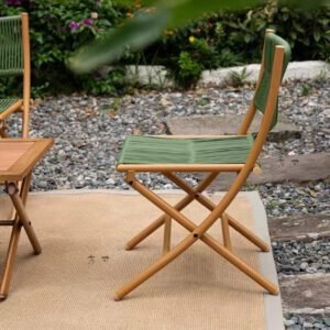 Fauteuil en rotin pliant vert | VERI