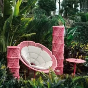 Fauteuil en rotin rose | ROSA