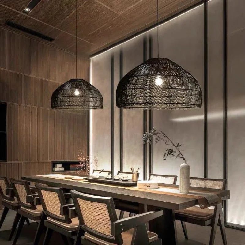 Suspension en Rotin Noir | TIKA 3 Suspension en Rotin Noir | TIKA