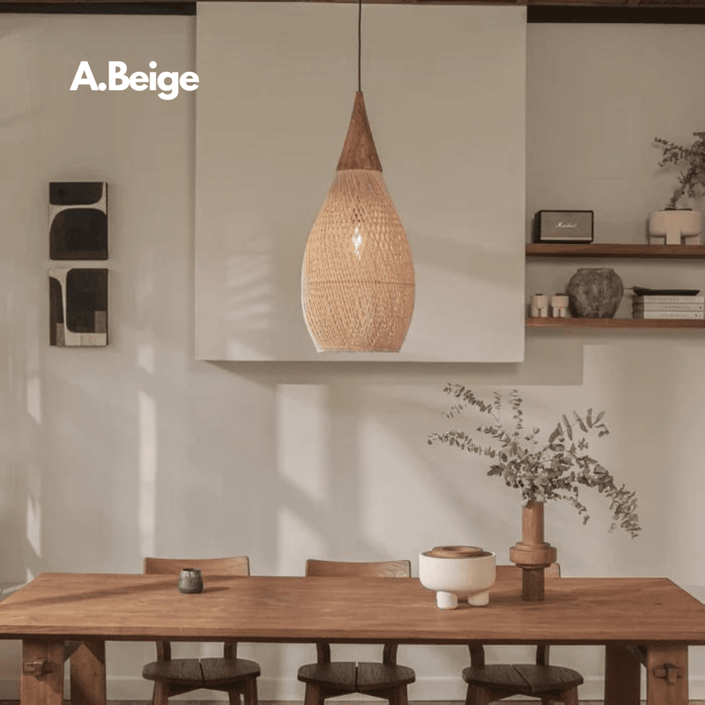 Suspension Rotin & Bois | KAIA - A - Beige 1 Suspension Rotin & Bois | TIBRA