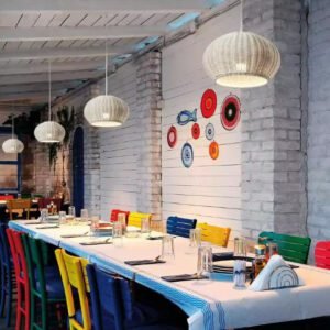 Suspension rotin classe blanche