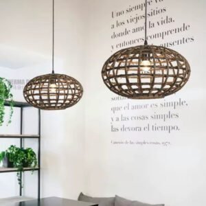 Suspension Rotin et Bambou Rond 4 Suspension Rotin et Bambou Rond