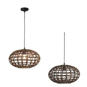 Suspension Rotin et Bambou Rond