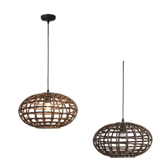 Suspension Rotin et Bambou Rond 1 Suspension Rotin et Bambou Rond