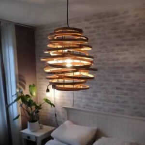 Suspension rotin et bambou spirale