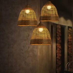 Suspension rotin soleil tressé 4 Suspension rotin soleil tressé