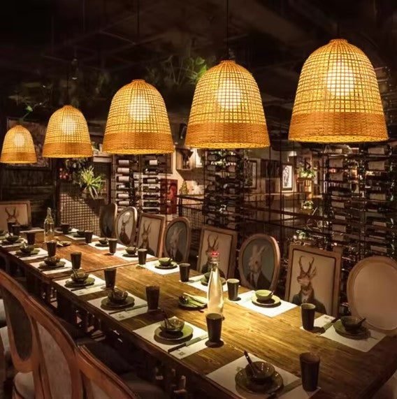 Suspension rotin soleil tressé 3 Suspension rotin soleil tressé