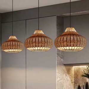 Suspension rotin style chinois loft 5 Suspension rotin style chinois loft