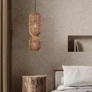 Suspension rotin style sablier