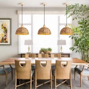 Suspension rotin tressée