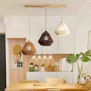 Suspension rotin trio moderne