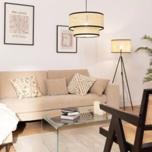 Abat-Jour Cannage Noir Intemporel Pour Suspension Et Lampe Salon