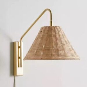 Applique Murale Rotin Chapeau Style Bohème Chic Éclairage Doux