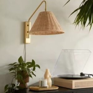 Applique Murale Rotin Chapeau Style Bohème Chic Éclairage Doux