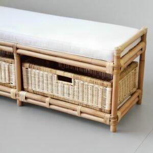 Banc Rotin Avec Assise En Bois Design Moderne Firosa