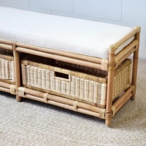 Banc Rotin Avec Assise En Bois Design Moderne Firosa