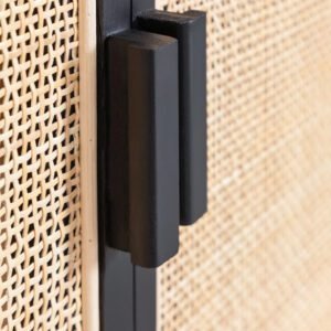 Buffet 2 Portes Rotin Et Bois Contemporain Élégant