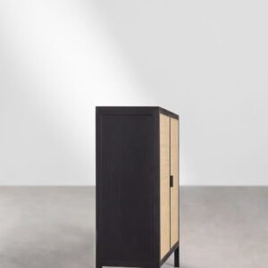 Buffet 2 Portes Rotin Et Bois Contemporain Élégant