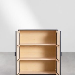 Buffet 2 Portes Rotin Et Bois Contemporain Élégant