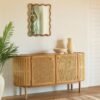 Buffet En Rotin Et Bois Naturel Contemporain Élégant