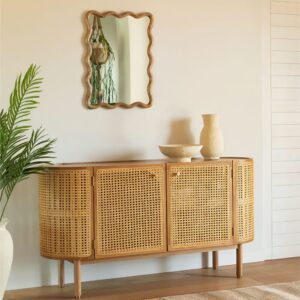 Buffet En Rotin Et Bois Naturel Contemporain Élégant