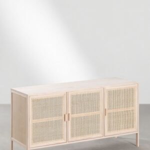 Buffet En Rotin Et Bois Naturel Élégant Design Contemporain