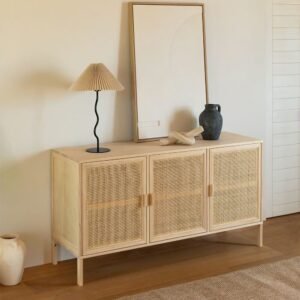 Buffet En Rotin Et Bois Naturel Élégant Design Contemporain