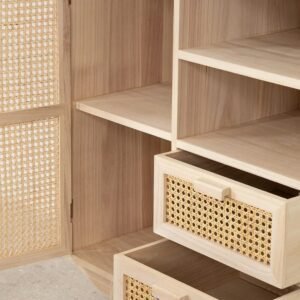 Buffet Rotin Et Bois Avec Tiroirs Spacieux Contemporain