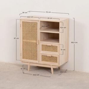 Buffet Rotin Et Bois Avec Tiroirs Spacieux Contemporain