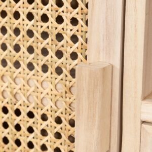 Buffet Rotin Et Bois Avec Tiroirs Spacieux Contemporain