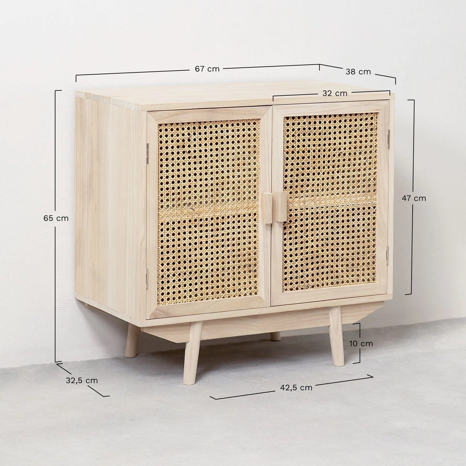 Buffet Rotin Et Bois Contemporain Avec Tiroirs Aashita