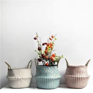 Cache Pot Rotin Et Osier Coloré Pour Plantes D'Intérieur