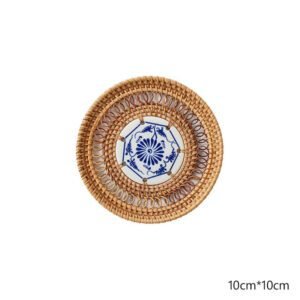 Dessous De Plat Ancien En Rotin Tressé Style Vintage Authentique