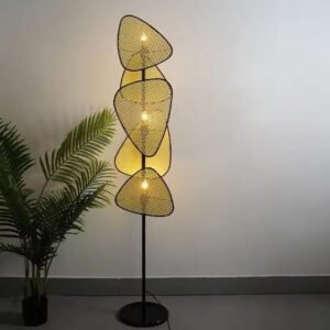 Lampadaire Rotin Feuillage Tressé Design Ambiance Naturelle