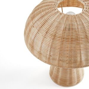 Lampe À Poser Champignon En Rotin Tressé Artisanale Élégante