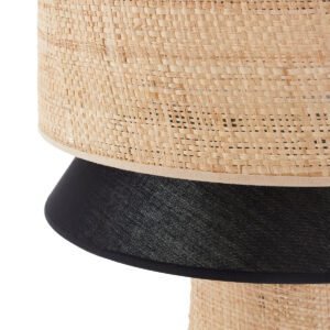 Lampe À Poser Rotin Noire Élégante Design Contemporain