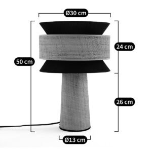 Lampe À Poser Rotin Noire Élégante Design Contemporain