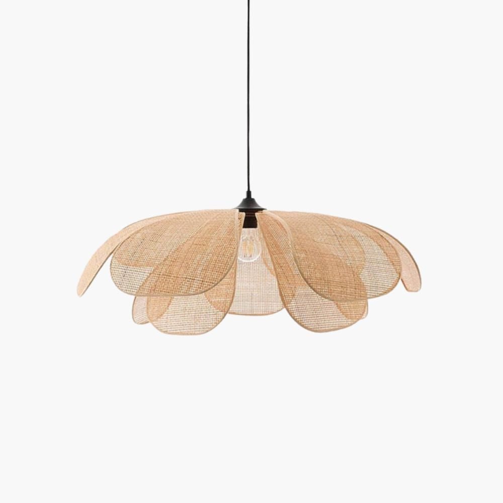 Lustre Fleur Rotin Tressé Élégant Naturel Pour Salon Chic 2 Lustre Fleur Rotin Tressé Élégant Naturel Pour Salon Chic