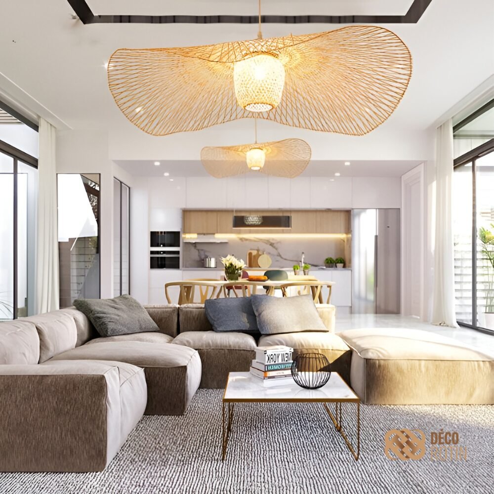 Lustre Libellule En Rotin Tressé Ambiance Bohème Lumineux 4 Lustre Libellule En Rotin Tressé Ambiance Bohème Lumineux