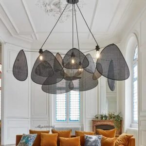 Lustre Rotin Noir Élégant Pour Salon Moderne Et Chaleureux