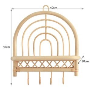 Patère En Rotin Murale Élégante Avec Petite Étagère Intégrée