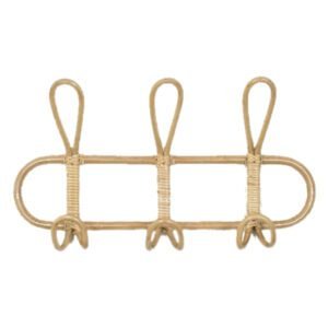 Patère Murale 3 Crochets Rotin Tressé Élégante Naturelle