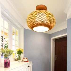 Plafonnier Boule Rotin Lumineux Style Naturel Éloïse Chic