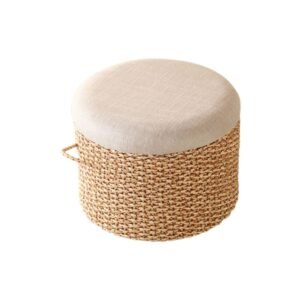 Accueil 21 Pouf En Cordes Tressées Avec Coussin Rembourré Élégant