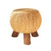 Pouf En Rotin Naturel Confortable Avec Pieds En Bois Massif