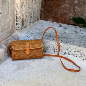 Sac Bandoulière Rotin Bali Petite Pochette Mailer Compacte Chic